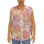 Cute Cartoon Pig Pattern Print Sleeveless Baseball Jersey
