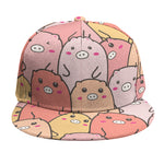Cute Cartoon Pig Pattern Print Snapback Cap