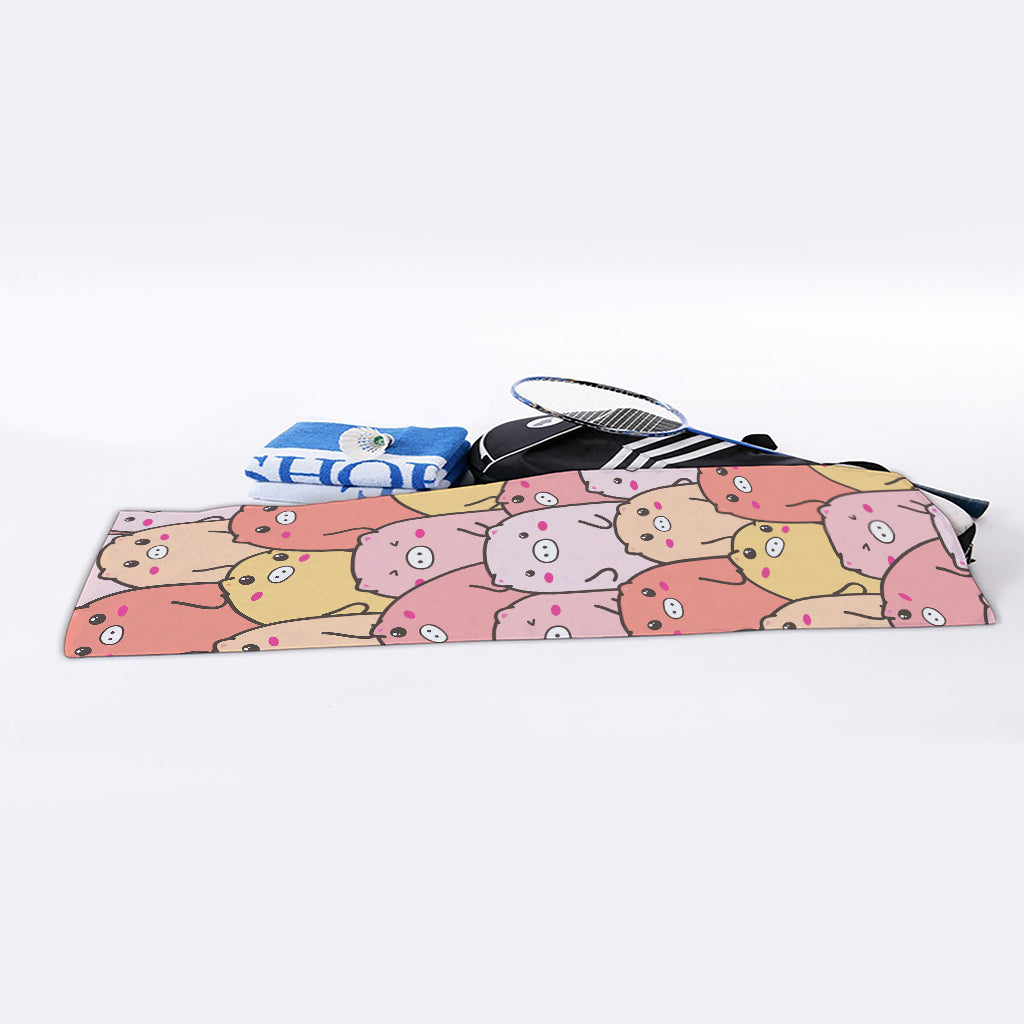 Cute Cartoon Pig Pattern Print Sports Towel