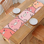 Cute Cartoon Pig Pattern Print Table Runner
