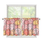 Cute Cartoon Pig Pattern Print Tier Curtains