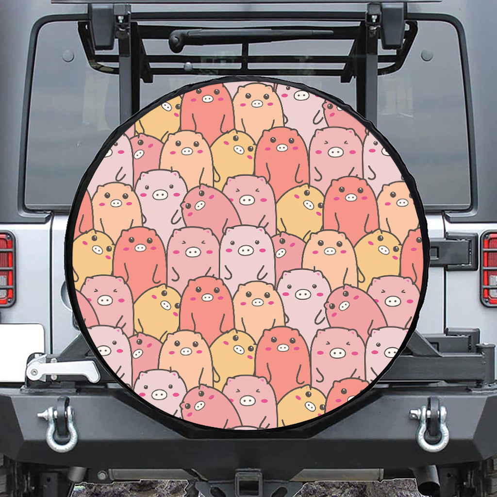 Cute Cartoon Pig Pattern Print Tire Cover