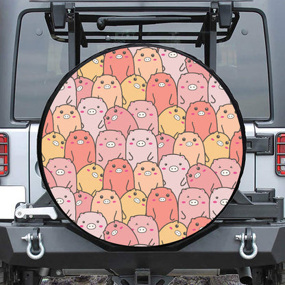 Cute Cartoon Pig Pattern Print Tire Cover