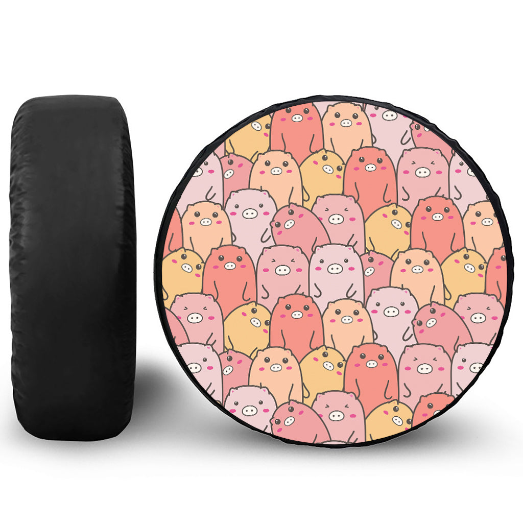 Cute Cartoon Pig Pattern Print Tire Cover