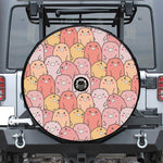 Cute Cartoon Pig Pattern Print Tire Cover With Camera Hole