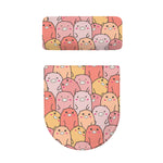 Cute Cartoon Pig Pattern Print Toilet Lid And Tank Cover Set