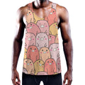 Cute Cartoon Pig Pattern Print Men's Workout Tank Top