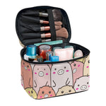 Cute Cartoon Pig Pattern Print Travel Makeup Bag