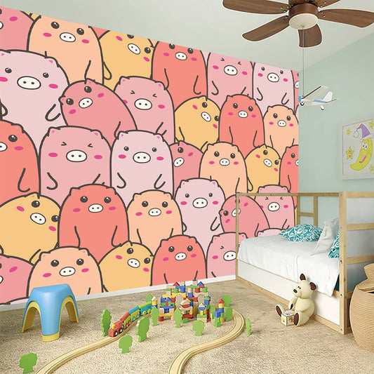 Cute Cartoon Pig Pattern Print Wall Sticker