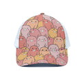 Cute Cartoon Pig Pattern Print White Mesh Trucker Hat