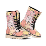 Cute Cartoon Pig Pattern Print Winter Boots