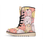 Cute Cartoon Pig Pattern Print Winter Boots