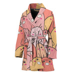 Cute Cartoon Pig Pattern Print Women's Bathrobe