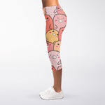 Cute Cartoon Pig Pattern Print Women's Capri Leggings