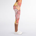 Cute Cartoon Pig Pattern Print Women's Capri Leggings