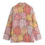 Cute Cartoon Pig Pattern Print Women's Cotton Blazer