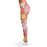 Cute Cartoon Pig Pattern Print Women's Leggings