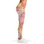 Cute Cartoon Pig Pattern Print Women's Leggings