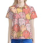 Cute Cartoon Pig Pattern Print Women's Polo Shirt