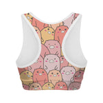 Cute Cartoon Pig Pattern Print Women's Sports Bra