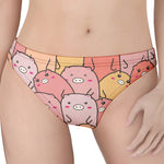 Cute Cartoon Pig Pattern Print Women's Thong