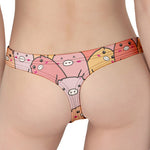 Cute Cartoon Pig Pattern Print Women's Thong