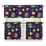 Cute Cartoon Pisces Pattern Print 3 Piece Kitchen Curtains