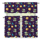 Cute Cartoon Pisces Pattern Print 3 Piece Kitchen Curtains