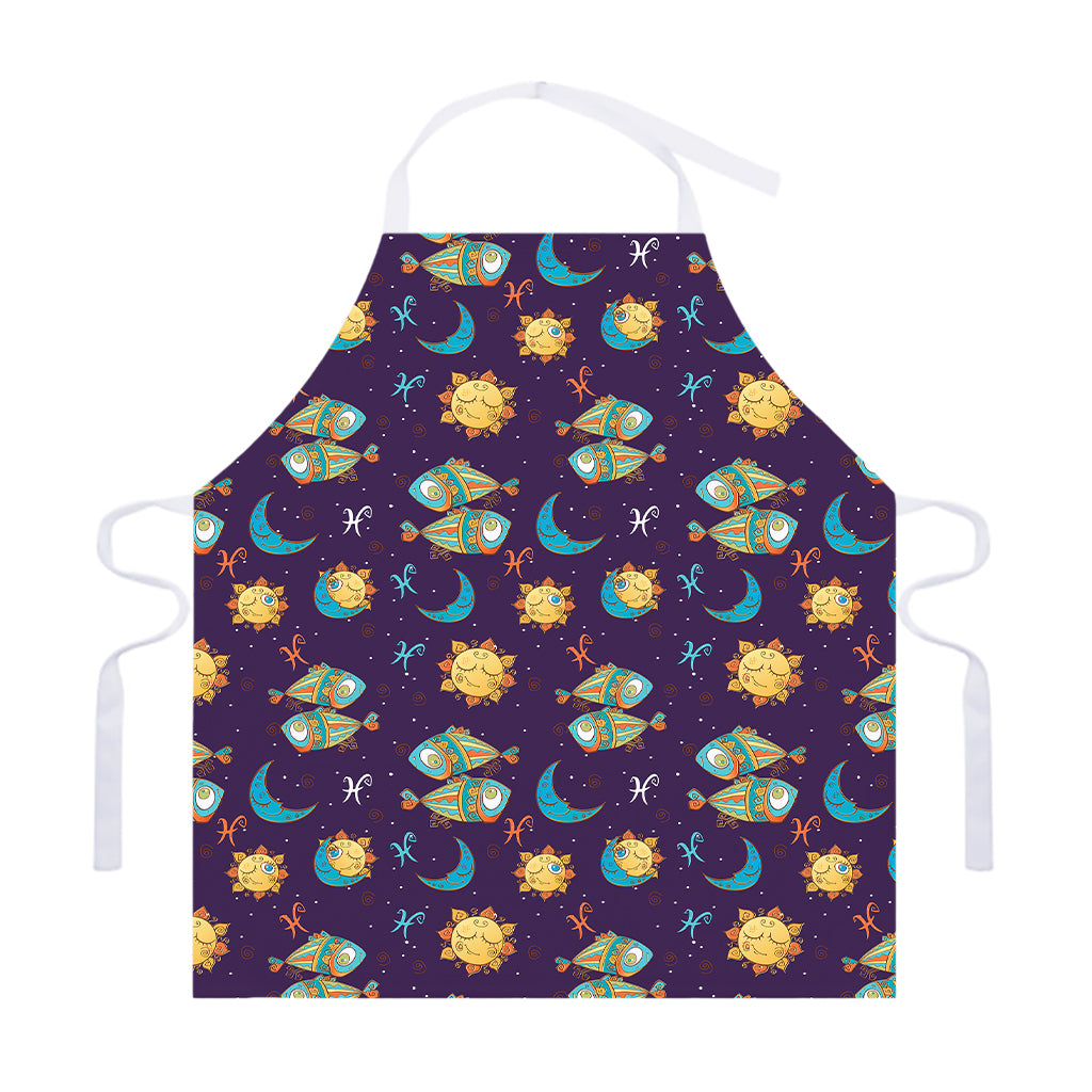 Cute Cartoon Pisces Pattern Print Adjustable Apron