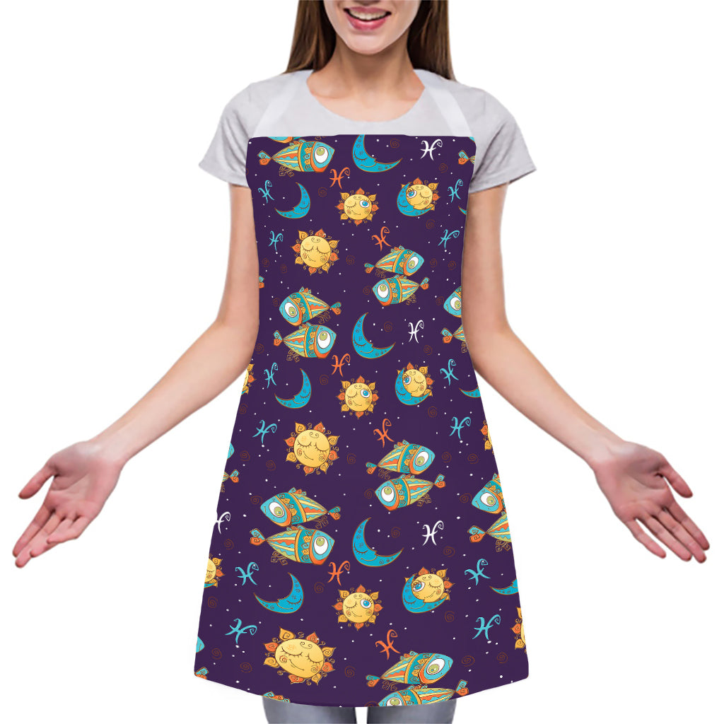 Cute Cartoon Pisces Pattern Print Adjustable Apron
