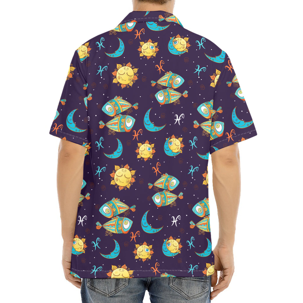 Cute Cartoon Pisces Pattern Print Aloha Shirt