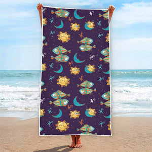 Cute Cartoon Pisces Pattern Print Beach Towel