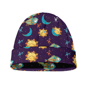 Cute Cartoon Pisces Pattern Print Beanie