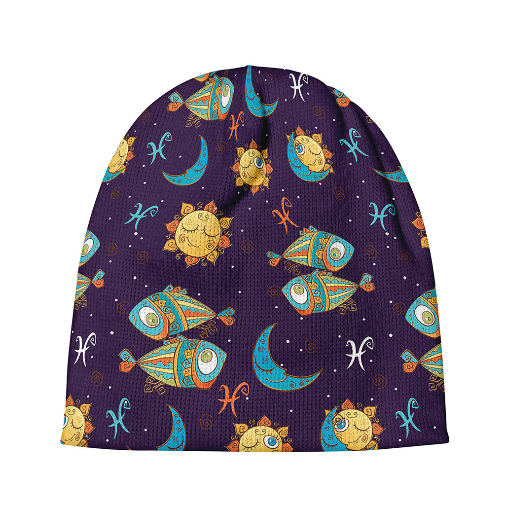 Cute Cartoon Pisces Pattern Print Beanie