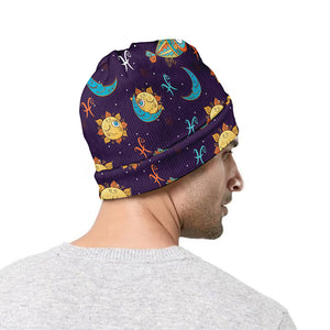 Cute Cartoon Pisces Pattern Print Beanie