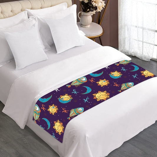 Cute Cartoon Pisces Pattern Print Bed Runner