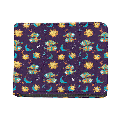 Cute Cartoon Pisces Pattern Print Bifold Wallet