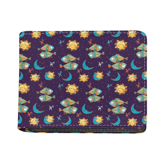Cute Cartoon Pisces Pattern Print Bifold Wallet