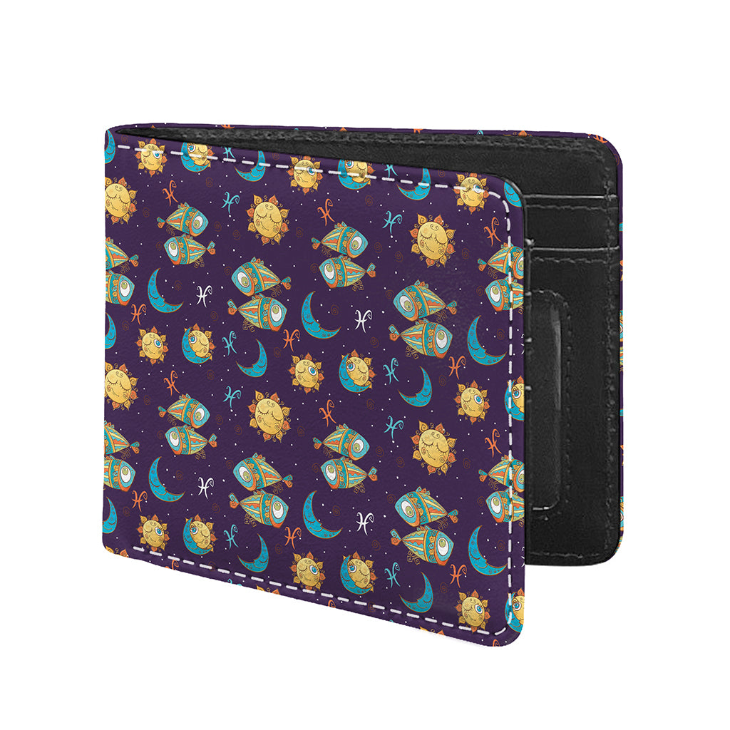 Cute Cartoon Pisces Pattern Print Bifold Wallet