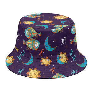 Cute Cartoon Pisces Pattern Print Bucket Hat