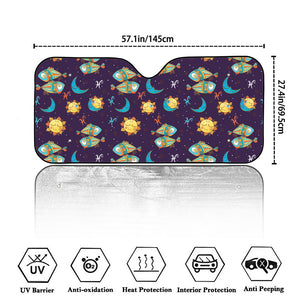 Cute Cartoon Pisces Pattern Print Car Windshield Sun Shade