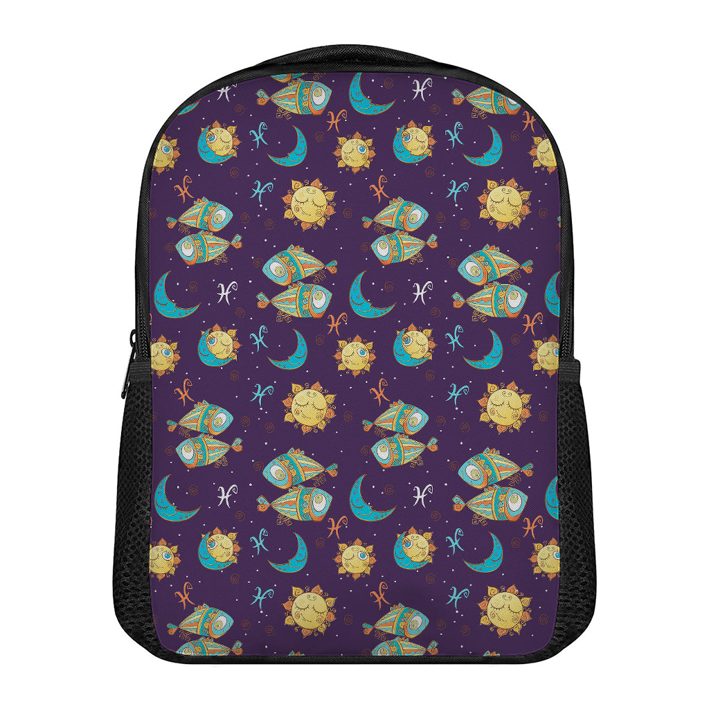 Cute Cartoon Pisces Pattern Print Casual Backpack