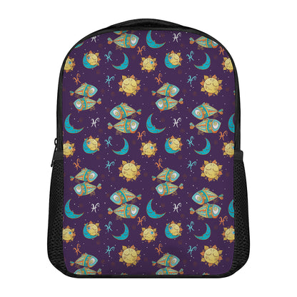 Cute Cartoon Pisces Pattern Print Casual Backpack