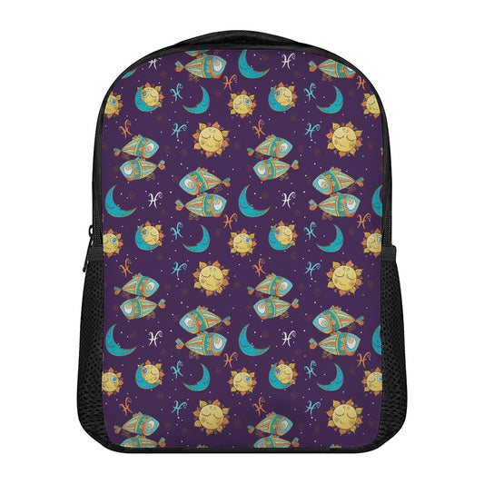 Cute Cartoon Pisces Pattern Print Casual Backpack
