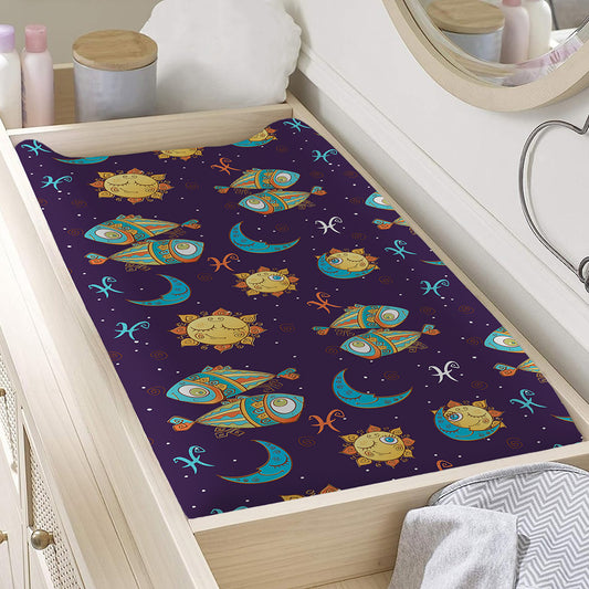 Cute Cartoon Pisces Pattern Print Changing Pad Cover