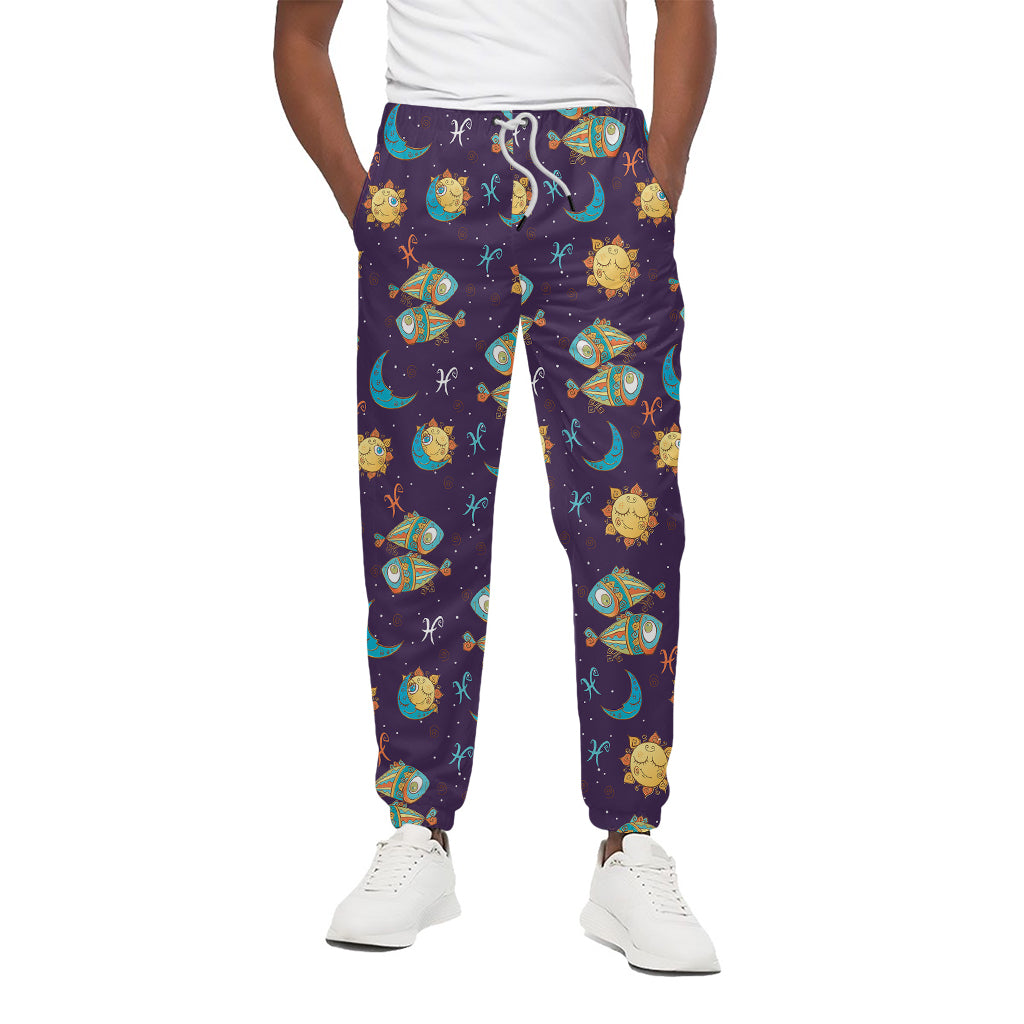 Cute Cartoon Pisces Pattern Print Cotton Pants