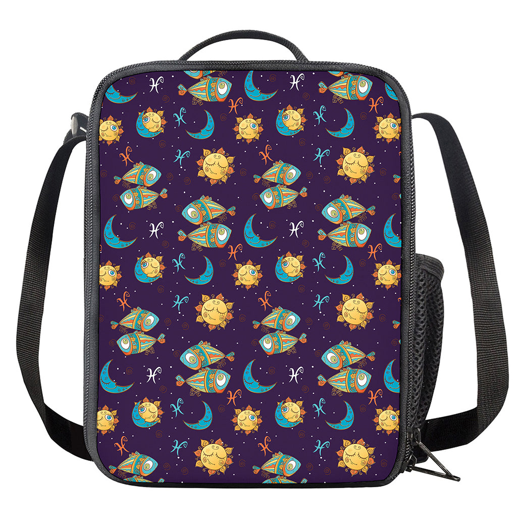 Cute Cartoon Pisces Pattern Print Crossbody Lunch Bag