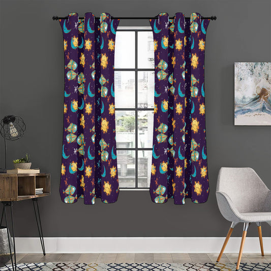 Cute Cartoon Pisces Pattern Print Curtain