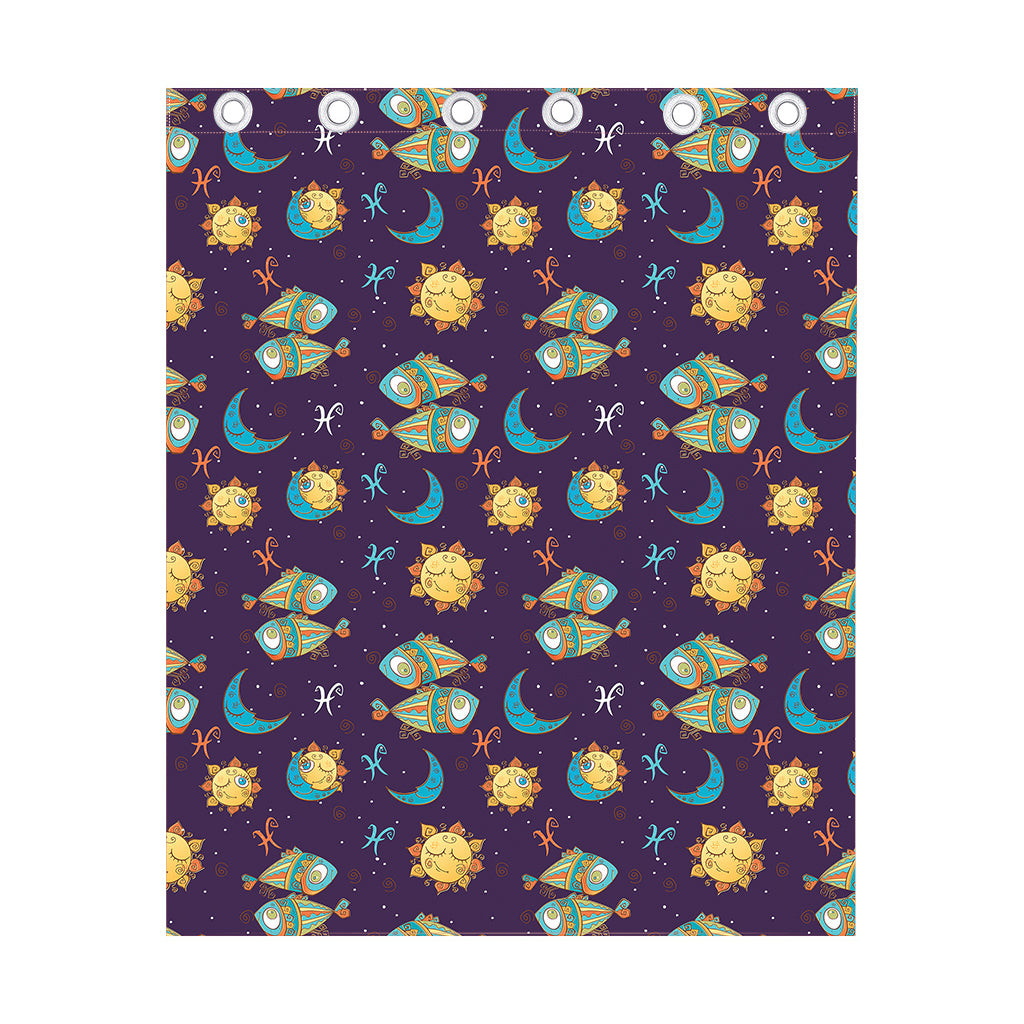 Cute Cartoon Pisces Pattern Print Curtain