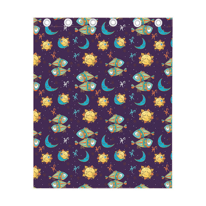Cute Cartoon Pisces Pattern Print Curtain